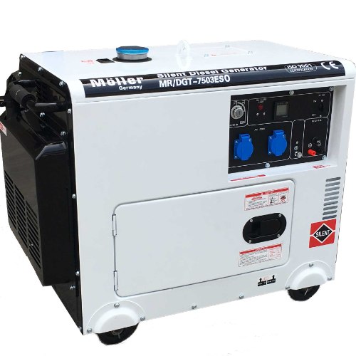 גנרטור דיזל מושתק 7500W חד פאזי DGT7-7503ES מחופה של חברת Moller Germany