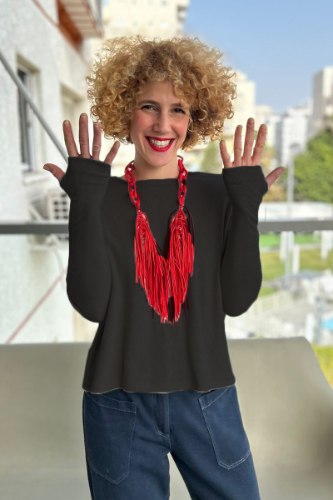 סריג חורף עם חור לאצבע שחור