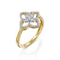 טבעת להבות התשוקה משובצת יהלומים בזהב לבן או צהוב 14 קראט