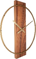 שעון קיר CARL חום - חישוק מתכת ועץ חום