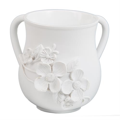 Fancy Polyresin washing cup - Flowers 14 cm