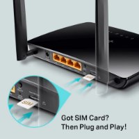 ראוטר Tp-Link Archer MR400 AC1200 4G LTE – כרטיס SIM מוכנס לראוטר השחור בתוספת Plug and Play