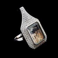 טבעת כסף משובצת אבני זרקון לבנות וזרקונים בצבע שמפנייה RG2450 | תכשיטי כסף 925