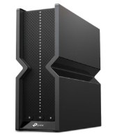 ראוטר גיימינג TP-Link BE9300 Tri-Band Wi-Fi 7 Archer BE550 – ראוטר שחור עומד עם נוריות לד