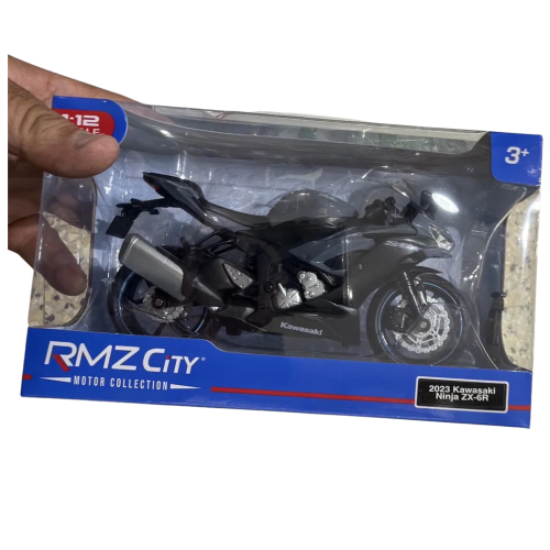 דגם אופנוע קוואסאקי נינג'ה  - RMZ 1:12 2023 Kawasaki Ninja ZX-6R Gray Motorcycle