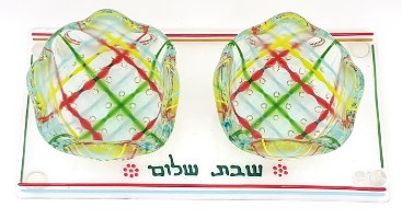 פמוט שקוף יפהפה עם פמוטים שקופים צבעוניים, מתנות לחנוכת בית