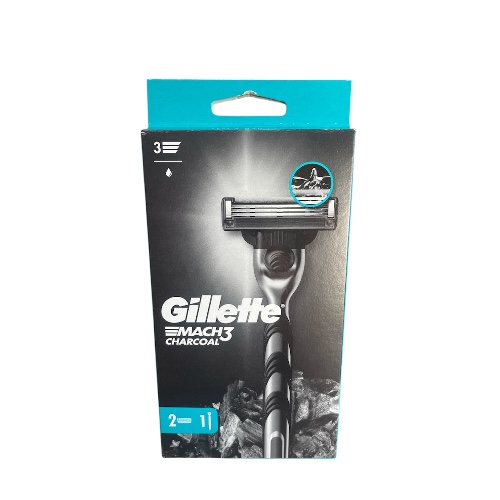 Gillette מאך 3 סדרת פחם ידית + 2 ראשים