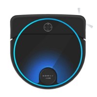 שואב שוטף רובוטי Hobot Legee 7 – רובוט שואב שחור עם תאורת לד כחולה היקפית