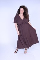 שמלת קאפרי מקסי חומה