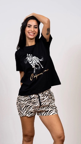 סט פיג'מת כותנה וויסקוזה Zebra