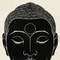 "Yin Yang Buddha" זוג תמונות הדפס על קנבס איור פניו של בודהה בסגנון עכשווי | תמונות קנבס זן ורוחניות