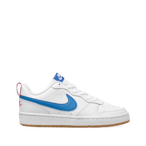 NIKE|נייק- NIKE COURT BOROUGH LOW 2 - לבן עם לוגו כחול - סוליית דבש