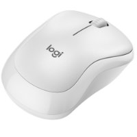 עכבר אלחוטי צבע לבן Logitech M240 Silent – לבן בודד עם לוגו Logitech וגלגלת מוצג בזווית USB
