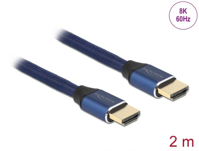כבל מסך כחול Delock Certified Ultra High Speed HDMI Cable 48 Gbps 8K 60 Hz 2 m