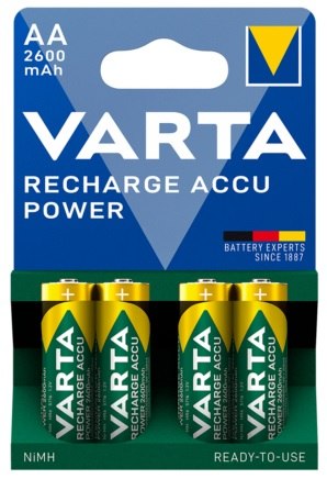 רביעיית סוללות AA נטענות 2600mAh - חברת Varta