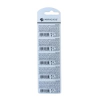 מארז 5 סוללות אלקליין 3V Miracase – פריט בודד גב אריזה לבנה עם טקסט ברקודים ולוגו Miracase