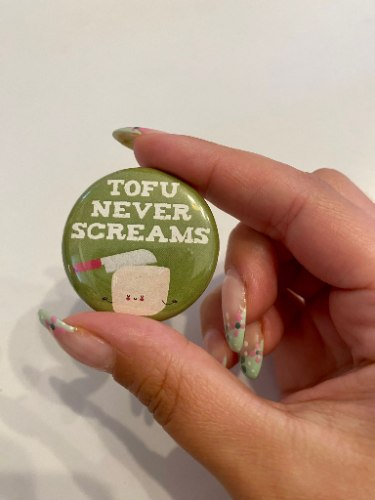 סיכת Tofu never screams ירוקה