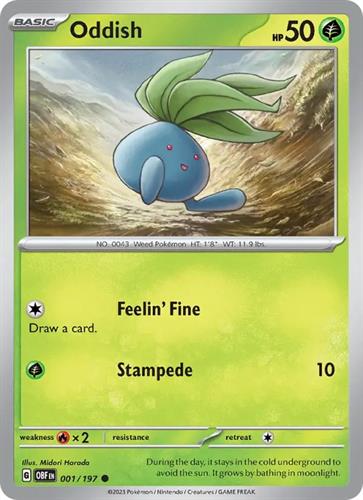 קלף בודד single פוקימון - oddish - Obsidian Flames - 001/197