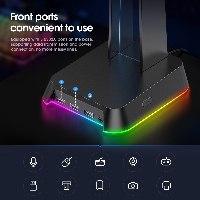 רכזת RGB + יציאה לאוזניות/מיקרופון + מעמד אוזניות - מבית Onikuma דגם ST-2