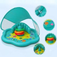 משטח פארק מים התפתחותי AquaPlay לתינוקות עם משענת תומכת וגגון צל UPF50+