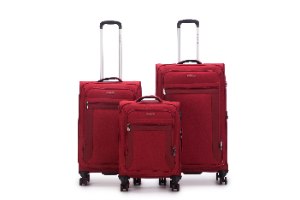 סט 3 מזוודות SWISS בד איכותיות קלות במיוחד עם מנעול TSA - אדום