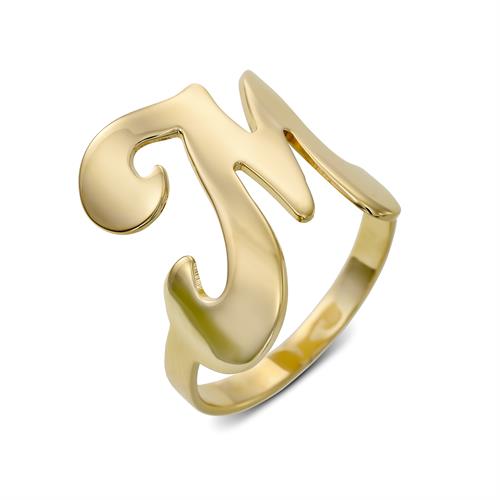 טבעת אות מקומרת-כסף 925/גולדפילד