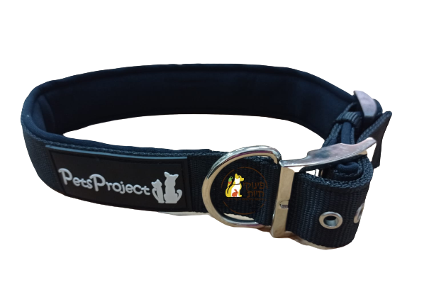 קולר מרופד שחור מידה XL - פטס פרוג'קט PetsProject