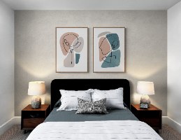 "U & Me" זוג תמונות קנבס לחדר השינה או לסלון בסגנון נורדי מינימאליסטי מופשט בשילוב ליין ארט