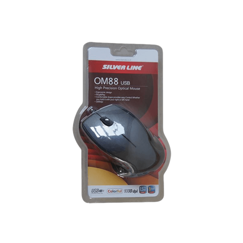 עכבר חוטי Silver Line OM88 USB בצבע שחור