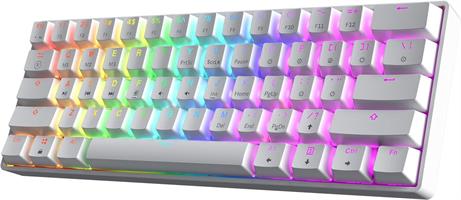 מקלדת גיימינג מכאנית לבנה GK61 Yellow Switch