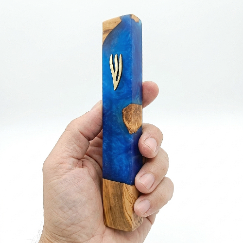 Mezouza bleue design de 20 cm.