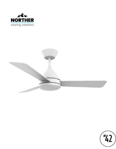 מאוורר תקרה NORTHER YOUNG ‏42 אינץ׳ – לבן/עץ, שלט ותאורת LED ‏24W
