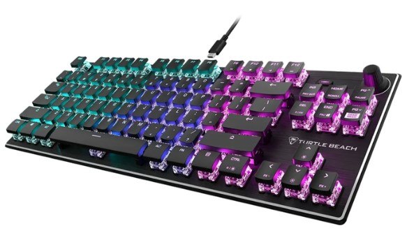 מקלדת חוטית קומפקטית לגיימינג Turtle Beach Vulcan TKL עם חיבור USB-C נתיק