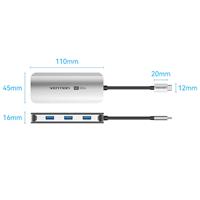 מתאם Vention USB-C to HDMI | USB-A x3 | LAN | USB-C PD100W | Dock