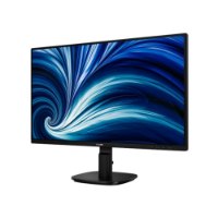 מסך מחשב 24 אינץ' Philips 24B2N2200 – מסך מחשב שחור על מעמד מציג תמונה מופשטת בכחול