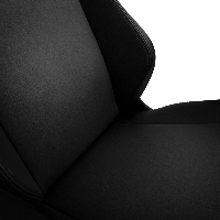 תקריב ריפוד יוקרתי ועור איכותי בכיסא Noblechairs HERO Black Edition