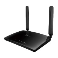 נתב Tp-Link Archer MR200 AC750 – נתב שחור אלחוטי עם שתי אנטנות מוצג בזווית על רקע לבן