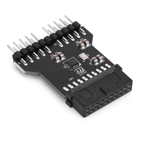 מתאם USB לוח אם פנל קדמי מחבר USB3.0 19/20-Pin נקבה ל-USB 2.0-9-Pin כפול זכר