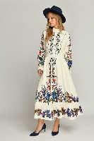 שמלה עיטורים פרחים לבן