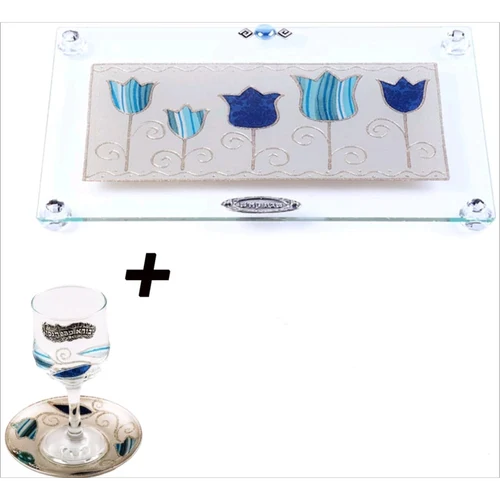 סט קרש חלות + גביע דגם טוליפ