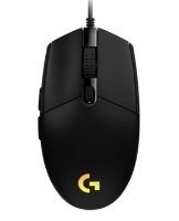 עכבר גיימינג חוטי Logitech G102 Lightsync – מבט עליון על עכבר שחור עם לוגו G זוהר
