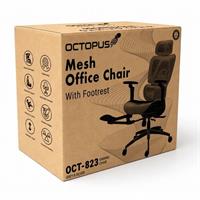 כיסא רשת גיימינג משרדי Octopus OCT-823 אפור עם משענת רגליים