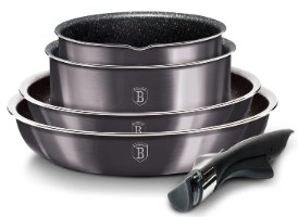 סט 4 כלי בישול 9 חלקים Berlinger Haus Carbon Pro BH-6918 – כלי בישול כהים מוערמים