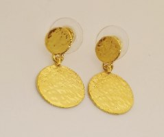עגיל 2 מטבעות צמוד , ציפוי זהב 18K
