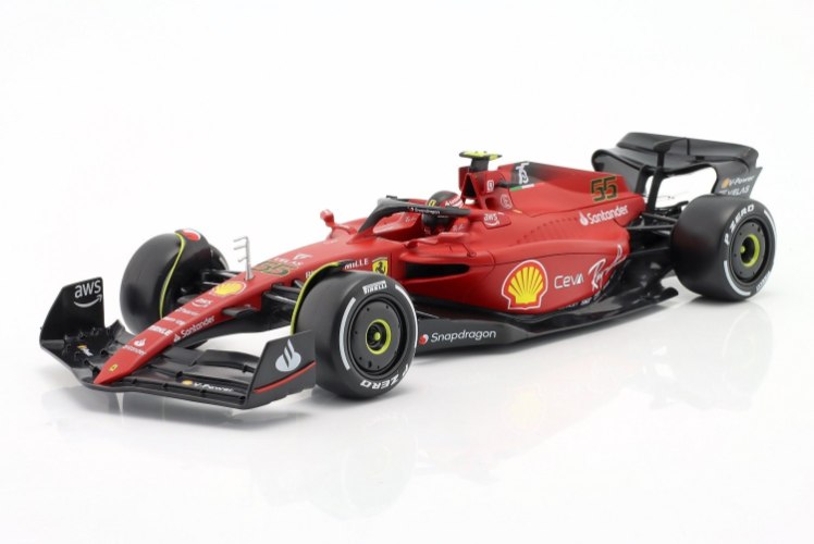 דגם מכונית בוראגו פרארי פורמולה 1 אדום 1:18 Bburago Ferrari F1-75 Charles Sainz