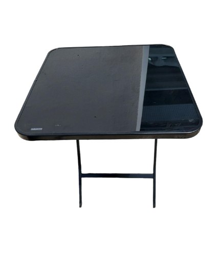 שולחן מתקפל ריבוע זכוכית שחורה 70 ס"מ.
