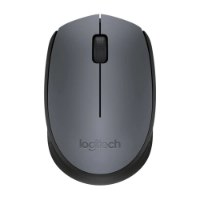 עכבר אלחוטי שחור/אפור Logitech M171 Retail – העכבר מוצג במבט עילי בצבע אפור עם צדדים שחורים וגלגלת שחורה USB
