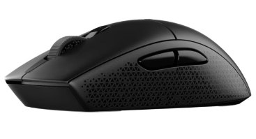 עכבר גיימינג אלחוטי Corsair M55 Wireless – מבט צד על גלגלת, כפתורי צד ואחיזה משולשת