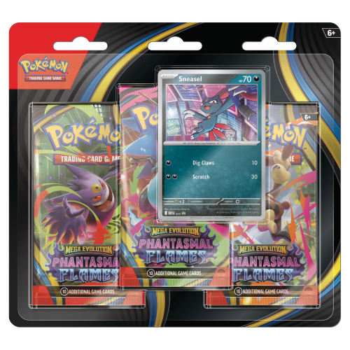 פוקימון - סט קלפים - Pokemon TCG Mega Evolutions Phantasmal Flames 3 Pack Blister (Random Promo)