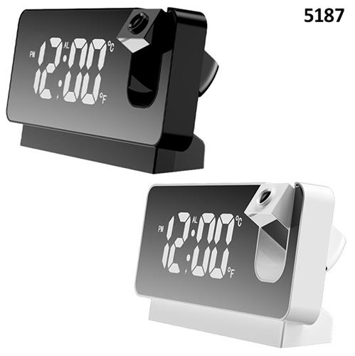 שעון דיגיטלי לבן עם מקרן לקיר (טעינת USB)  5187